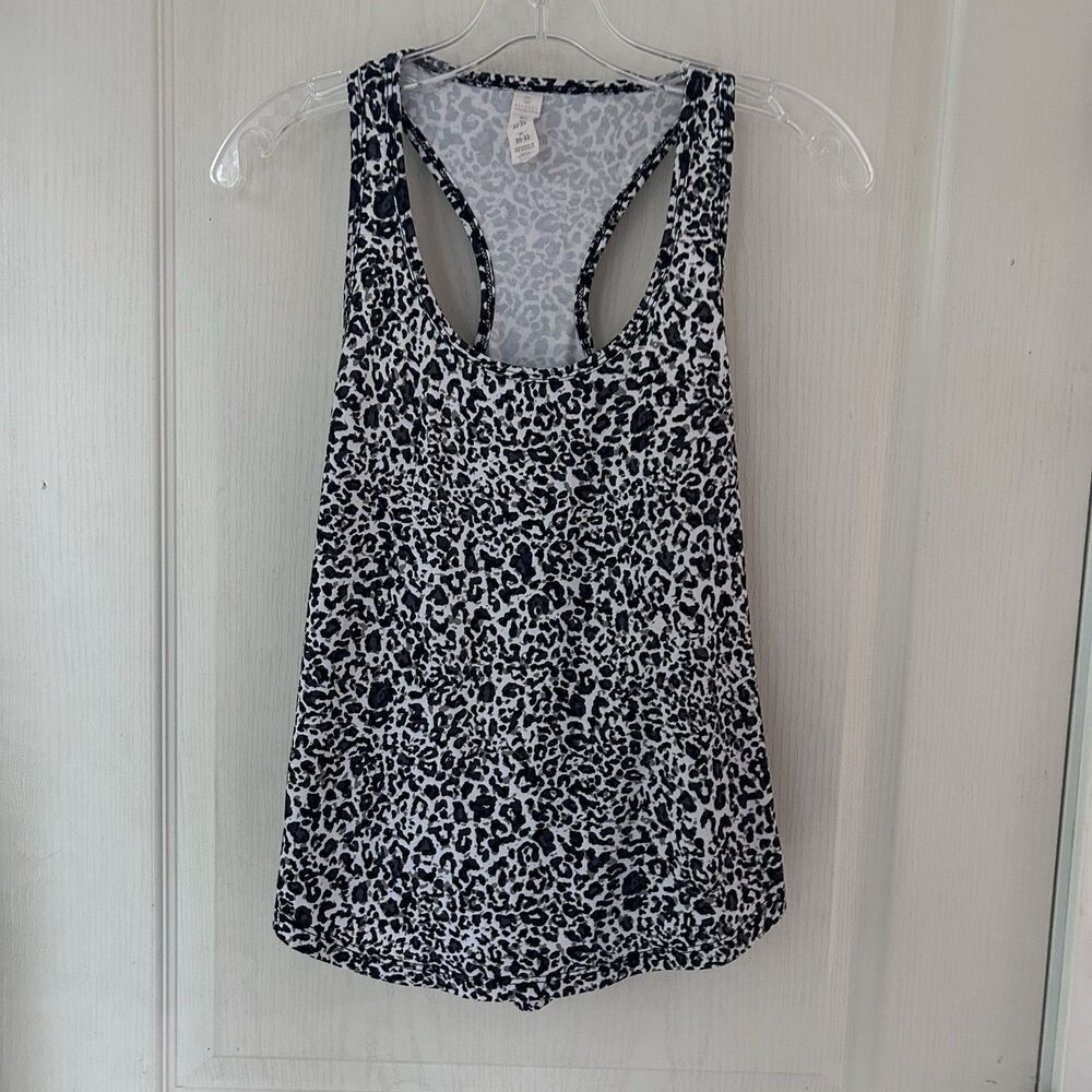 Balance Collection Black & Gray Leopard Racerback Tank Top Size XS
